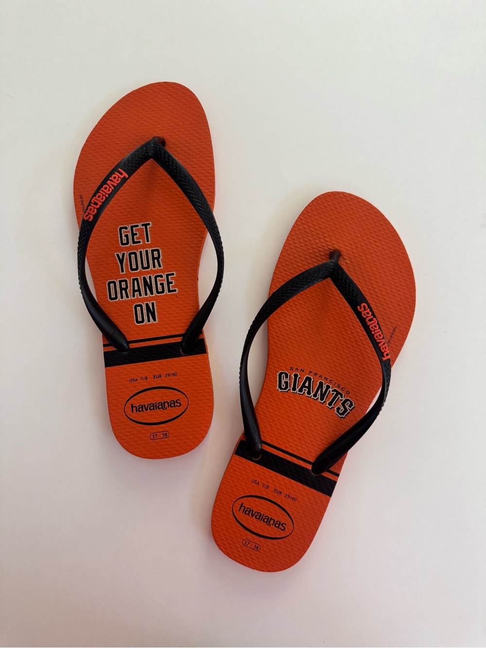 Havaianas Orange and Black San Francisco Giants MLB Flip Flops